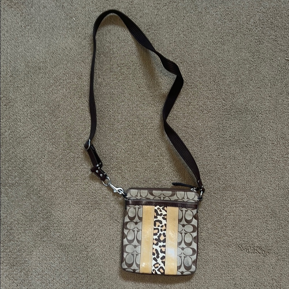 Coach Brown and Black Crossbody Bag with Snake Print